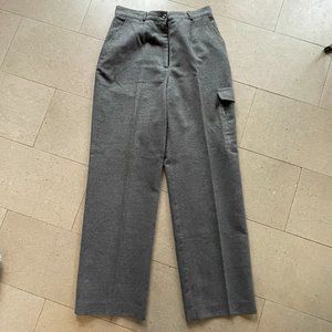 Gorgeous vintage grey flannel-like pants - high waist wide leg-Sz.6